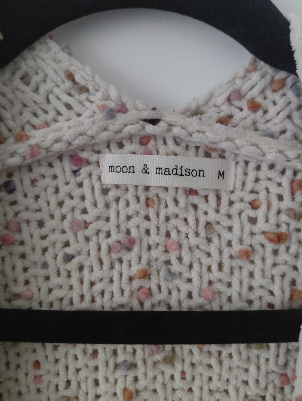 Moon & Madison Cream Speckled Open-Front Knit Cardigan - Picture 4 of 9